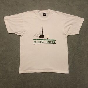 Single Stitch Vtg 1988 Sunday Driver Golf T Shirt XL Screen Stars Best White 80s